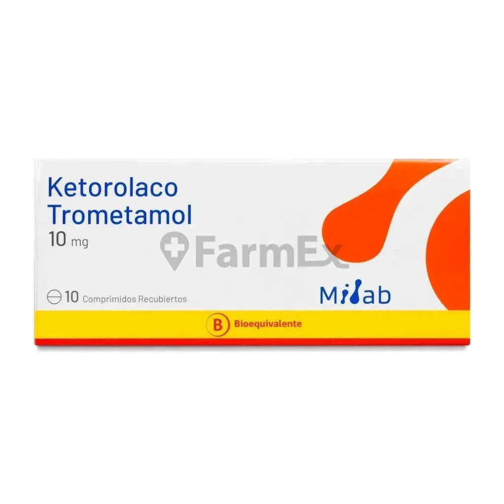 Ketorolaco 10 mg x 10 comprimidos Farmex-Pluxee-Persistente